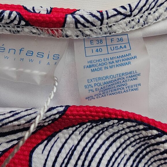 Enfasis Swimweare Bikini Set multway Red Blue Floral, top size 105B, bottom 4 - Picture 10 of 10